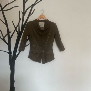 Anthropologie Cartonnier olive 3/4 sleeve moto style jacket